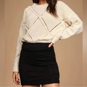 FREE PEOPLE Classic Chic Modern Femme Denim Stretch Jean Black Mini Skirt Size 8